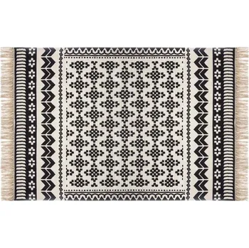 Koberec Atmosphera Bavlněný koberec s etnickým motivem orientální potisk, bílo-černý, 120 x 170 cm