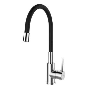 Vodovodní baterie Rubineta Twister Dřezová baterie s flexi ramenem, černá/chrom, OLBATW33BK
