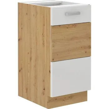 Kuchyňská skříňka 40 D 1F BB Spodní skříňka ARTISAN bílý lesk/dub artisan
