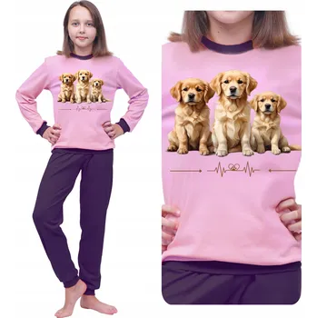 Dámské pyžamo BAVLNĚNÉ PYŽAMO PRO DÍVKU DLOUHÝ RUKÁV DLOUHÉ S S POTISKEM - VYROBENO V POLSKU - VELIKOST 134