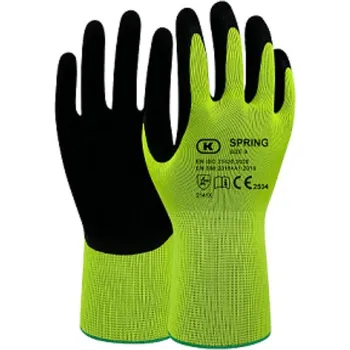 Pracovní rukavice RUKAVICE POVRSTVENÉ latex (dlaň) SPRING žlutá-černá 10 (XL)