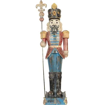 Vánoční dekorace Modro-červená dekorace figurka Louskáček Nutcracker - 31*23*99 cm
