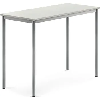 Jídelní stůl Stůl SONITUS, 1200x600x900 mm, stříbrné nohy, HPL deska tlumící hluk, šedá