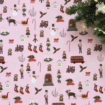 Vánoční dekorace Be Nice EKO vánoční balicí papír Anglická pohádka růžový 5 ks