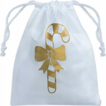 Vánoční dekorace POLYESTEROVÝ SÁČEK 16x21 cm BÍLÝ s Vánočním Motivem - Cukrová Hůl