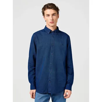 Pánská noční košile Pánská košile WRANGLER OXFORD SHIRT INDIGO OXFORD 112364234 Velikost: M Tričko zdarma při nákupu nad 3000,-!