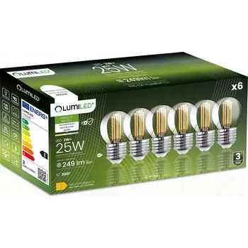 Žárovka 6x LED žárovka E27 Kulička P45 2W = 25W 249lm 4000K Neutrální 360° LUMILED