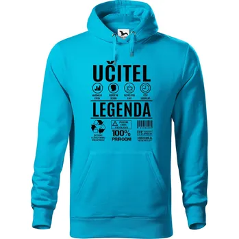 Pánská mikina Pánská mikina s potiskem Učitel legenda Velikost (muž): L, Vyberte barvu: Tyrkysová