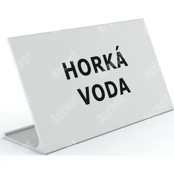 Jmenovka na stůl Informační stojánek D-62 "HORKÁ VODA" - stříbrná