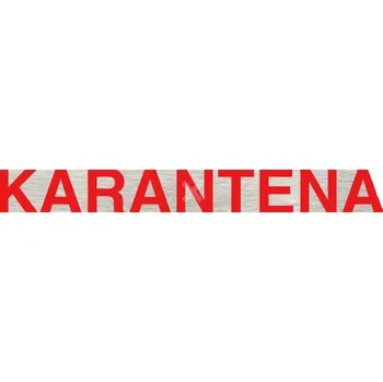 Značení Stříbrný&nbsp;piktogram "KARANTÉNA" s červeným textem bez rámečku&nbsp;-