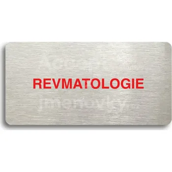 Značení Stříbrný&nbsp;piktogram "REVMATOLOGIE" s červeným textem bez rámečku&nbsp;-