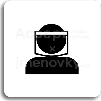 Informační tabulka Bílý piktogram "ochranný štít III" s černým textem bez rámečku&nbsp;-