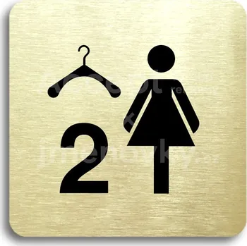 Informační tabulka Zlatý piktogram "šatna ženy 2" s černým textem bez rámečku -