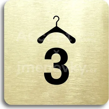 Informační tabulka Zlatý piktogram "šatna 3 II" s černým textem bez rámečku -