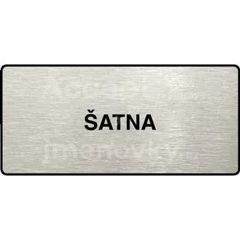 Informační tabulka Stříbrný piktogram "ŠATNA" s černým textem a rámečkem -