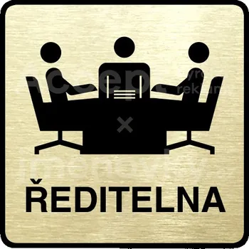 Informační tabulka Zlatý piktogram "ředitelna" s černým&nbsp;textem a rámečkem&nbsp;-