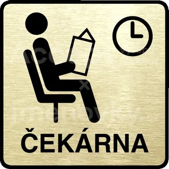 Informační tabulka Zlatý piktogram "čekárna II" s černým&nbsp;textem a rámečkem&nbsp;-