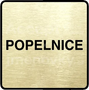 Informační tabulka Zlatý piktogram "popelnice" s černým&nbsp;textem a rámečkem&nbsp;-