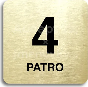 Informační tabulka Zlatý piktogram "4 patro" s černým textem bez rámečku -