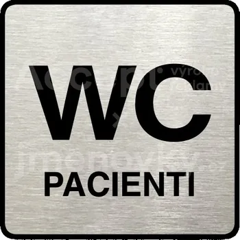 Informační tabulka Stříbrný piktogram "WC pacienti" s černým&nbsp;textem a rámečkem&nbsp;-