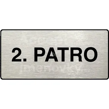 Informační tabulka Stříbrný piktogram "2. PATRO" s černým&nbsp;textem a rámečkem&nbsp;-