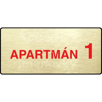 Informační tabulka Zlatý&nbsp;piktogram "APARTMÁN 1 II" s červeným textem a rámečkem&nbsp;-