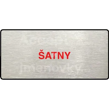 Informační tabulka Stříbrný piktogram "ŠATNY" s červeným textem a rámečkem -
