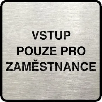 Informační tabulka Stříbrný piktogram "vstup pouze pro zaměstnance" s černým textem a rámečkem -
