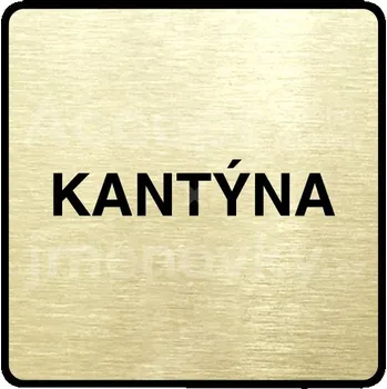 Informační tabulka Zlatý piktogram "kantýna" s černým textem a rámečkem -