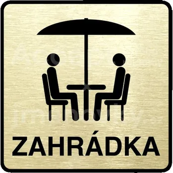 Informační tabulka Zlatý piktogram "zahrádka IV" s černým textem a rámečkem -