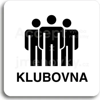 Informační tabulka Bílý piktogram "klubovna II" s černým textem bez rámečku&nbsp;-
