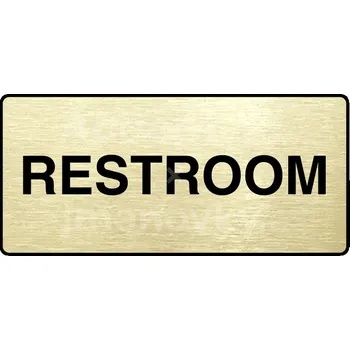 Informační tabulka Zlatý piktogram "RESTROOM" s černým&nbsp;textem a rámečkem&nbsp;-
