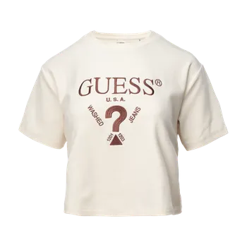 Dámské tričko Dámské Tričko s krátkým rukávem GUESS FABIA CROP T-SHIRT V5BI01K1891-D001 – Bílá XL