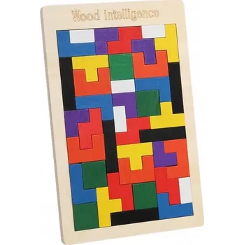 Dřevěná hračka Dřevěné puzzle Tetris pro děti - barevné, 27×18 cm