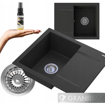 Granitový dřez Jednokomorový dřez Granitan TOP, granit černý