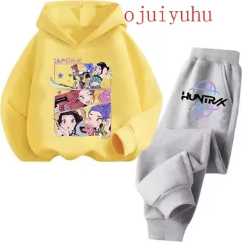 KPop Demon Hunters (Lovkyně démonů) Tepláková souprava KPop Demon Hunters (Huntrix), šedé tepláky Barva: žlutá mikina-šedé tepláky, Velikost: 110