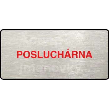 Značení Stříbrný&nbsp;piktogram "POSLUCHÁRNA" s červeným textem a rámečkem&nbsp;-