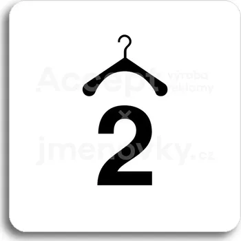 Informační tabulka Bílý piktogram "šatna 2 II" s černým textem bez rámečku -