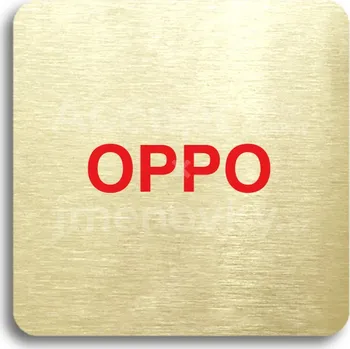 Informační tabulka Zlatý&nbsp;piktogram "OPPO" s červeným textem bez rámečku&nbsp;-