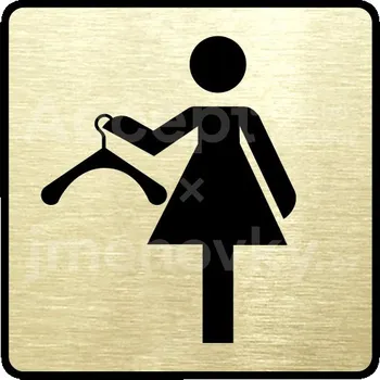 Informační tabulka Zlatý piktogram "převlékací box VII" s černým&nbsp;textem a rámečkem&nbsp;-