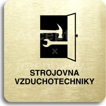 Informační tabulka Zlatý piktogram "strojovna vzduchotechniky" s černým&nbsp;textem bez rámečku&nbsp;-