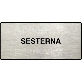 Informační tabulka Stříbrný piktogram "SESTERNA" s černým&nbsp;textem a rámečkem&nbsp;-