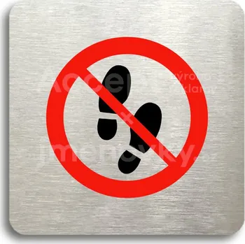 Značení Stříbrný&nbsp;piktogram "zákaz vstupu II" s červeným textem bez rámečku&nbsp;-