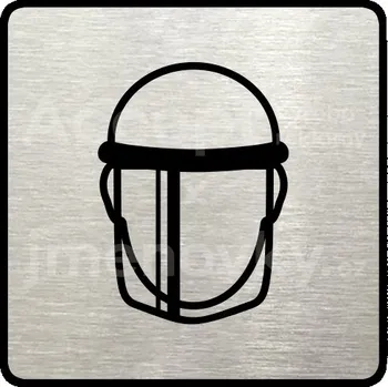 Značení Stříbrný piktogram "ochranný štít V" s černým&nbsp;textem a rámečkem&nbsp;-