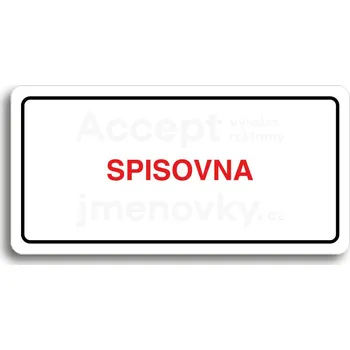 Informační tabulka Bílý piktogram "SPISOVNA" s červeným textem a rámečkem&nbsp;-