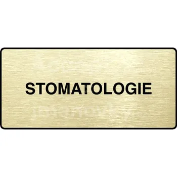 Informační tabulka Zlatý piktogram "STOMATOLOGIE" s černým&nbsp;textem a rámečkem&nbsp;-