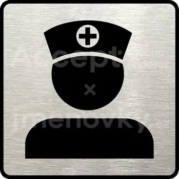 Informační tabulka Stříbrný piktogram "vrchní sestra III" s černým&nbsp;textem a rámečkem&nbsp;-