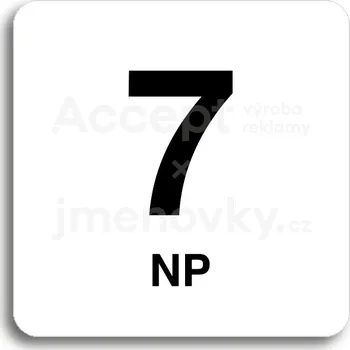 Informační tabulka Bílý piktogram "7 NP" s černým textem bez rámečku&nbsp;-