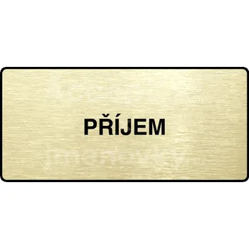 Informační tabulka Zlatý piktogram "PŘÍJEM" s černým&nbsp;textem a rámečkem&nbsp;-