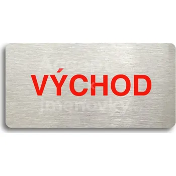 Informační tabulka Stříbrný&nbsp;piktogram "VÝCHOD" s červeným textem bez rámečku&nbsp;-